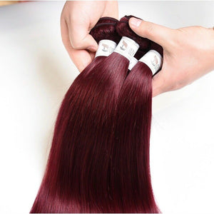 Luxury Peruvian Burgundy Red #99J Silky Straight Human Hair Extensions 10A