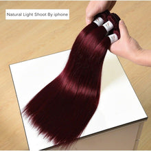 Load image into Gallery viewer, Luxury Peruvian Burgundy Red #99J Silky Straight Human Hair Extensions 10A
