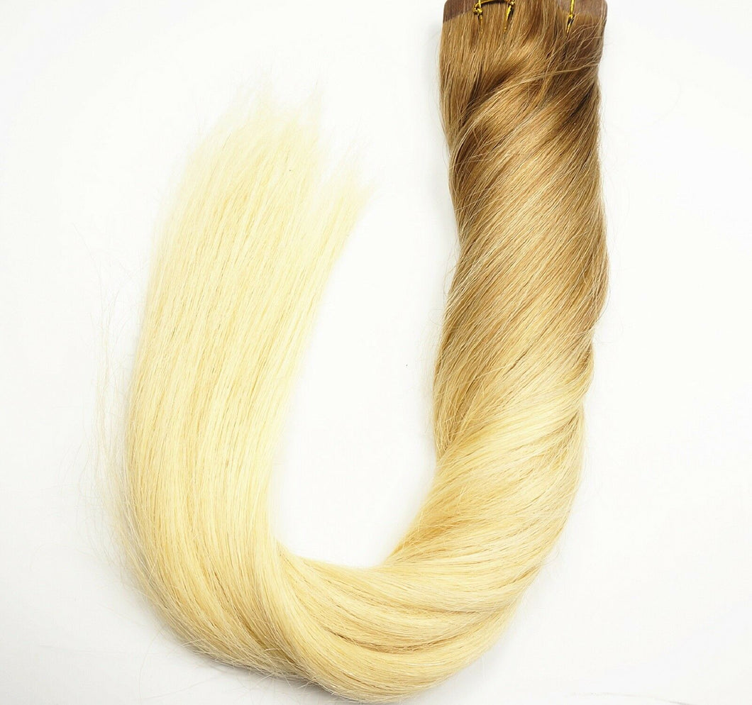 Luxury Clip In Human Hair Extensions Balayage #18/613 Remy Ombre Straight 120g