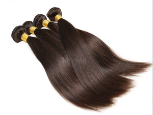 Luxury Silky Straight Dark Brown #2 Brazilian Virgin Human Hair Extensions