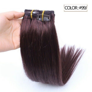 Luxury Clip In Human Hair Extensions #99J Burgundy Red Remy Straight 7pcs 100g