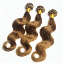 Load image into Gallery viewer, Luxury Body Wave Brazilian Light Brown #8 Virgin Human 7A Hair Extensions Weave
