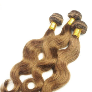 Luxury Body Wave Brazilian Light Brown #8 Virgin Human 7A Hair Extensions Weave