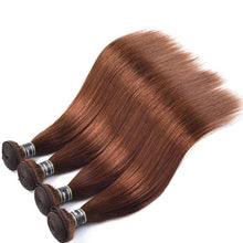 Load image into Gallery viewer, Luxury Straight Medium Chocolate Brown #4 Brazilian Virgin Human Hair Extensions
