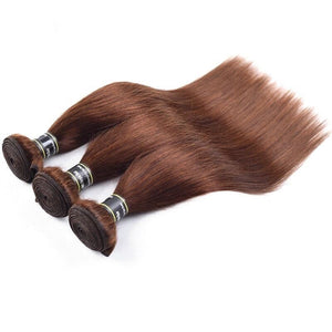 Luxury Straight Medium Chocolate Brown #4 Brazilian Virgin Human Hair Extensions