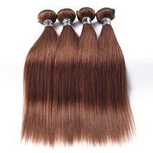 Load image into Gallery viewer, Luxury Straight Medium Chocolate Brown #4 Brazilian Virgin Human Hair Extensions
