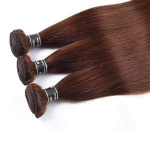 Luxury Straight Medium Chocolate Brown #4 Brazilian Virgin Human Hair Extensions