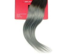 Load image into Gallery viewer, Luxury Clip In Human Hair Extensions #1B/Grey Silver Remy Ombre 7pcs 120g
