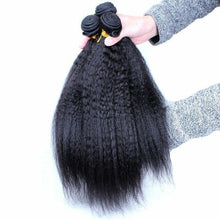 Load image into Gallery viewer, Luxury Kinky Straight Cambodian Virgin Human Hair Extensions 7A Weave Weft
