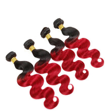 Load image into Gallery viewer, Luxury Body Wave Brazilian Hot Red Ombre Virgin Human Hair Weft Extensions
