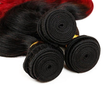 Load image into Gallery viewer, Luxury Body Wave Brazilian Hot Red Ombre Virgin Human Hair Weft Extensions
