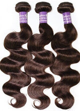 Load image into Gallery viewer, Luxury Body Wave Dark Brown #2 Brazilian Virgin Human Hair Extensions
