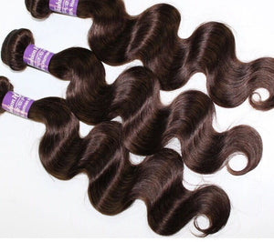 Luxury Body Wave Dark Brown #2 Brazilian Virgin Human Hair Extensions