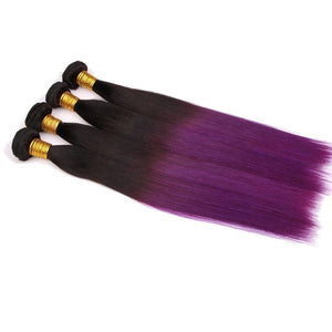 Luxury Silky Straight Peruvian Purple Ombre Virgin Human Hair Weft Extensions