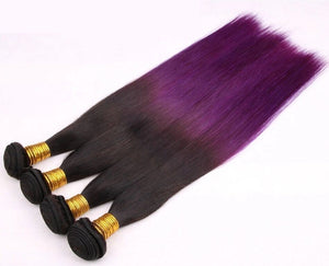 Luxury Silky Straight Peruvian Purple Ombre Virgin Human Hair Weft Extensions