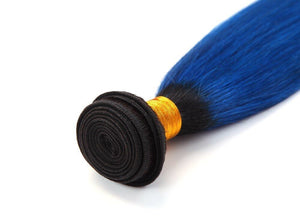 Luxury Dark Roots Blue Straight Peruvian Ombre Virgin Human Hair Extensions