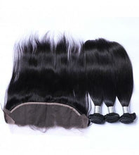 Load image into Gallery viewer, Luxury Brazilian Silky Straight Human Virgin Hair Extensions + 13x4 13x4 Lace Frontal
