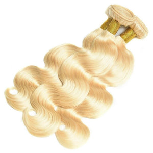 Luxury Russian #613 Bleach Blonde Body Wave Human Hair Extensions 10A Wavy
