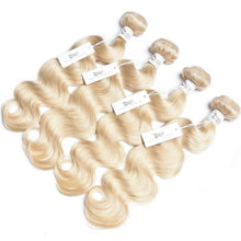 Load image into Gallery viewer, Luxury Russian #613 Bleach Blonde Body Wave Human Hair Extensions 10A Wavy
