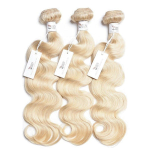 Luxury Russian #613 Bleach Blonde Body Wave Human Hair Extensions 10A Wavy