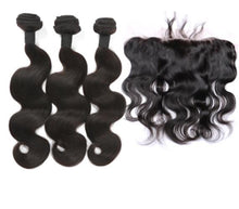 Load image into Gallery viewer, Luxury Brazilian Body Wave Human Virgin Hair Extensions + 13x4 13x4 Lace Frontal
