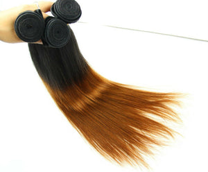 Luxury Silky Straight Peruvian Auburn #30 Ombre Virgin Human Hair Extensions