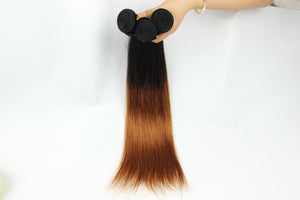 Luxury Silky Straight Peruvian Auburn #30 Ombre Virgin Human Hair Extensions