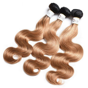 Luxury Peruvian #1b/27 Ombre Honey Blonde Body Wave Human Hair Extensions 10A