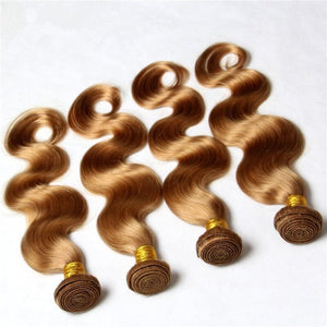 Luxury Brazilian Body Wave Honey Blonde #27 Virgin Human Hair Extensions 7A