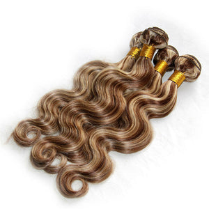 Luxury Body Wave Brazilian Brown Piano #8/613 Highlight Human Hair Extensions