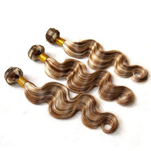 Load image into Gallery viewer, Luxury Body Wave Brazilian Brown Piano #8/613 Highlight Human Hair Extensions
