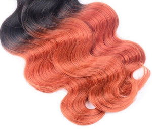 Luxury Body Wave Orange Red #350 Ombre Brazilian Virgin Human Hair Extensions