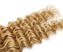 Load image into Gallery viewer, Luxury Dark Roots Brazilian Honey Blonde Deep Wave Virgin Human Hair Extensions
