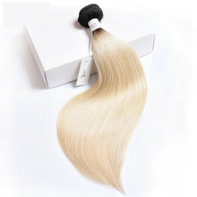 Load image into Gallery viewer, Luxury Russian #1b/613 Ombre Bleach Blonde Straight Human Hair Extensions 10A
