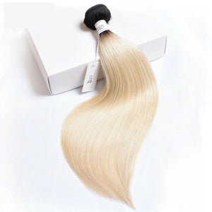 Luxury Russian #1b/613 Ombre Bleach Blonde Straight Human Hair Extensions 10A