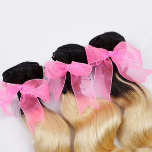 Luxury Loose Wave Peruvian Blonde Dark Roots Ombre Virgin Human Hair + Closure