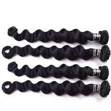 Load image into Gallery viewer, Luxury Jet Black #1 Loose Wave Peruvian Virgin Human Hair Extensions 7A Wavy
