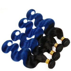 Luxury Body Wave Brazilian Blue Ombre Virgin Human Hair Weft Extensions