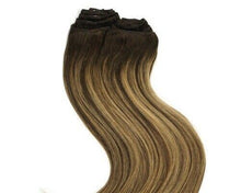 Load image into Gallery viewer, Luxury Clip In Human Hair Extensions #2/27 Balayage Remy Straight 7pcs 120g
