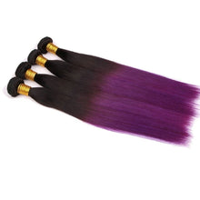Load image into Gallery viewer, Luxury Silky Straight Brazilian Purple Ombre Virgin Human Hair Weft Extensions
