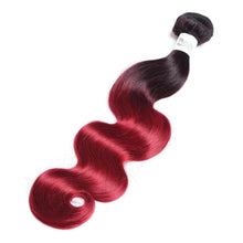 Load image into Gallery viewer, Luxury Peruvian #1b/99j Burgundy Red Ombre Body Wave Human Hair Extensions 10A
