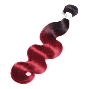 Luxury Peruvian #1b/99j Burgundy Red Ombre Body Wave Human Hair Extensions 10A