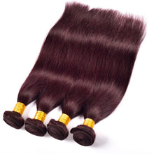 Load image into Gallery viewer, Luxury Brazilian Silky Straight Burgundy Red #99J Virgin Human Hair Extensions
