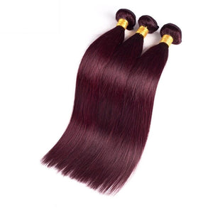 Luxury Brazilian Silky Straight Burgundy Red #99J Virgin Human Hair Extensions