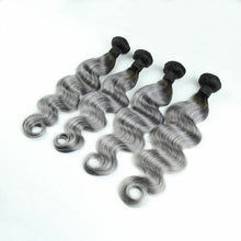 Load image into Gallery viewer, Luxury Dark Roots Grey Body Wave Brazilian Virgin Human Hair Extensions 7A
