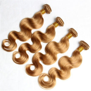 Luxury Peruvian Body Wave Honey Blonde #27 Virgin Human Hair Extensions 7A
