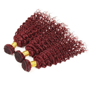 Luxury Deep Wave Peruvian Burgundy Red #99J Wavy Virgin Human Hair Extensions