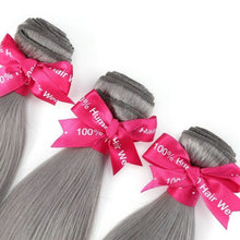 Load image into Gallery viewer, Luxury Straight Peruvian Pure Grey Virgin Human Hair Extensions Weave Weft 7A
