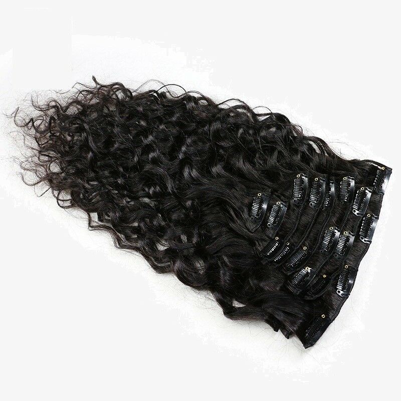10-Piece Clip-In Human Hair Extensions, Water Wavy Curly Style, 120g Amazon.com : Clip in Hair Extensions Water Wave Natural Curl  main image 4