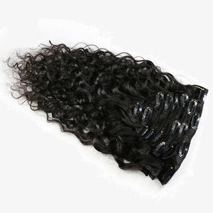 Luxury Brazilian Clip In Natural Water Wave Virgin Human Hair Extensions 120g